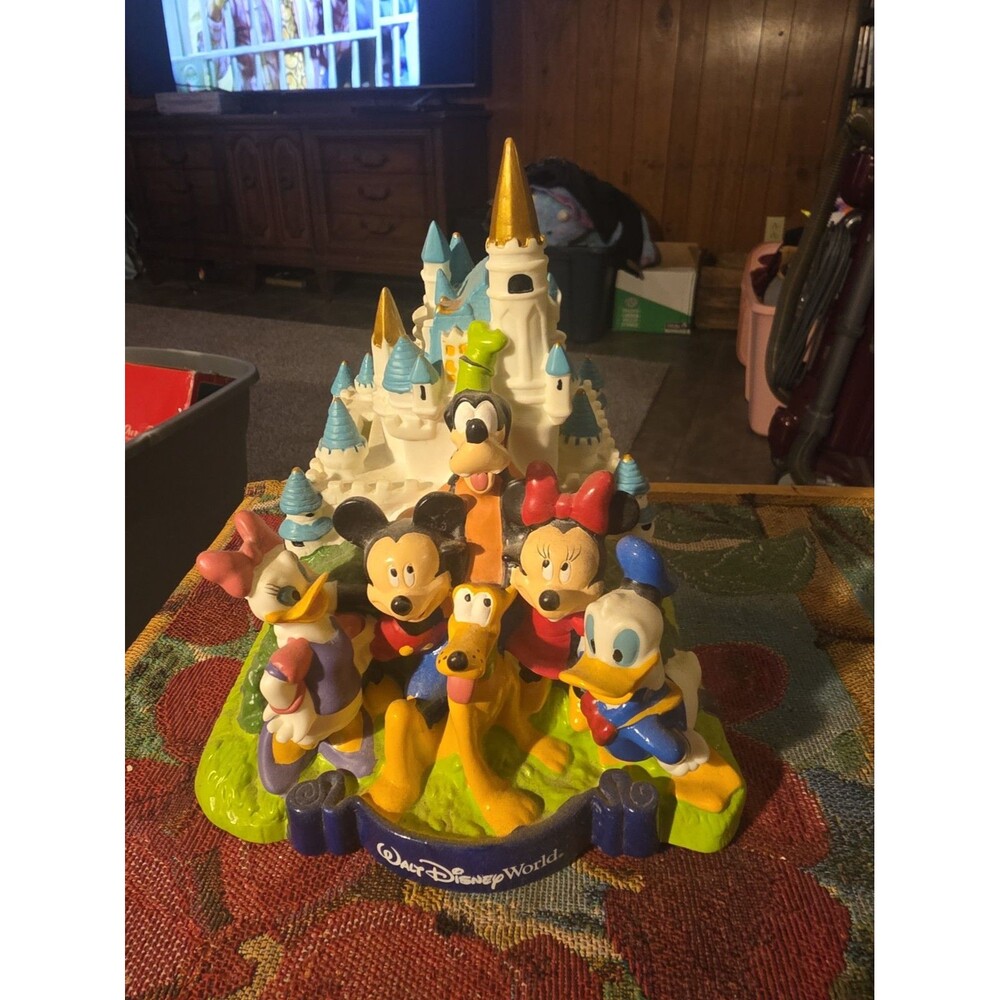Walt Disney World Cinderella's Castle Plastic Piggy Bank Mickey Goofy Donald